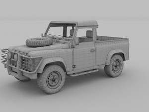 land rover defender 90 pick up w interior rev Modello 3D