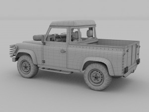 land rover defender 90 pick up w interior rev Modello 3D