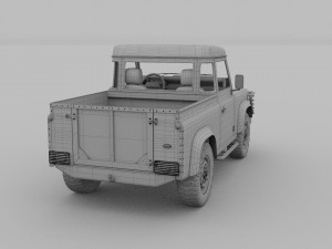 land rover defender 90 pick up w interior rev Modello 3D