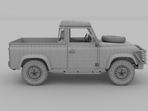 land rover defender 90 pick up w interior rev Modello 3D