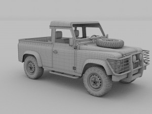 land rover defender 90 pick up w interior rev Modello 3D