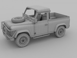 land rover defender 90 pick up w interior rev Modello 3D
