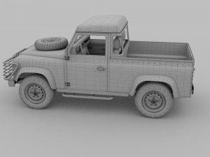 land rover defender 90 pick up w interior rev Modello 3D