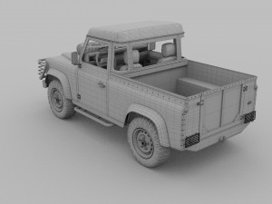 land rover defender 90 pick up w interior rev Modello 3D