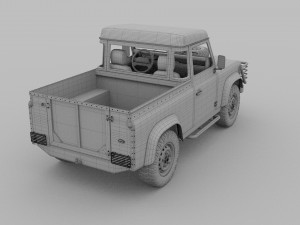 land rover defender 90 pick up w interior rev Modello 3D