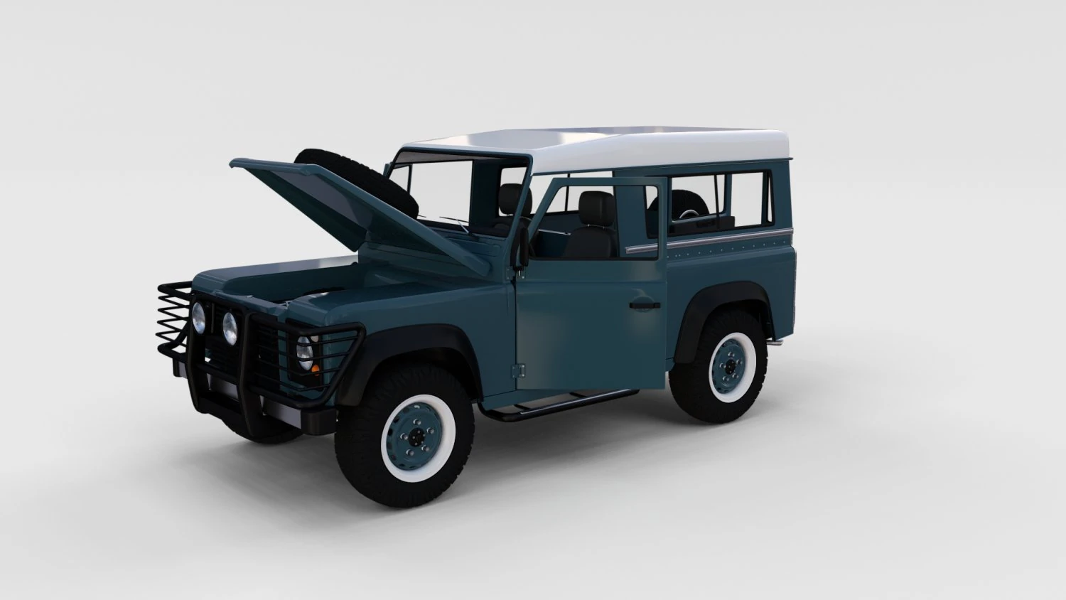 full land rover defender 90 station wagon rev 3D Model .c4d .max .obj .3ds .fbx .stl .blend 