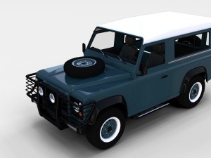 land rover defender 90 station wagon w interior re 3D Model