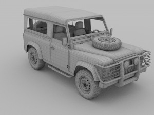 land rover defender 90 station wagon w interior re 3D Model