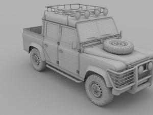 land rover defender 110 double cab pick up rev 3D 模型