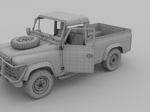 full land rover defender 110 pick up rev 3D Model