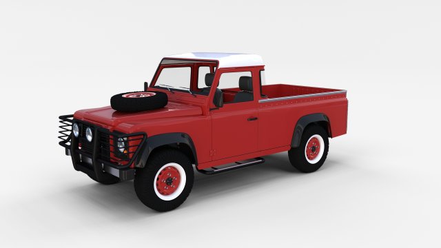 land rover defender 110 pick up w interior rev 3D मॉडल .c4d .max .obj .3ds .fbx .stl .blend 