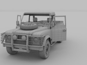 land rover defender 110 pick up w interior rev 3D मॉडल