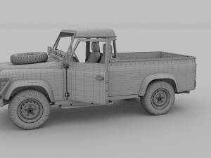 land rover defender 110 pick up w interior rev 3D मॉडल