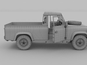 land rover defender 110 pick up w interior rev 3D मॉडल
