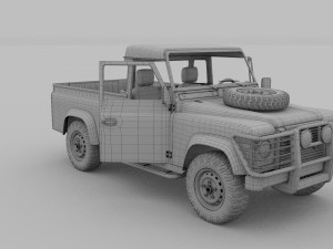 land rover defender 110 pick up w interior rev 3D मॉडल