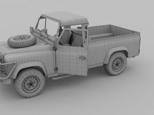 land rover defender 110 pick up w interior rev 3D मॉडल