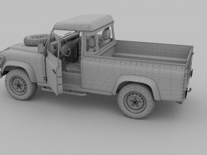 land rover defender 110 pick up w interior rev 3D मॉडल