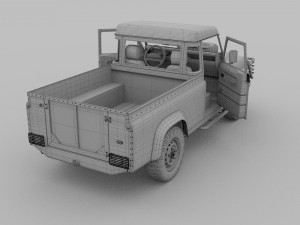 land rover defender 110 pick up w interior rev 3D मॉडल