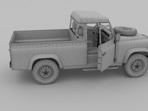 land rover defender 110 pick up w interior rev 3D मॉडल