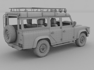 land rover defender 110 station wagon w interior 3D 모델