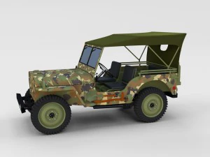 全 W 底盘吉普威利斯 MB 军用迷彩 Rev 3D 模型