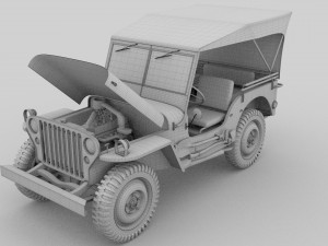 full w chassis jeep willys mb military camo rev 3Dモデル