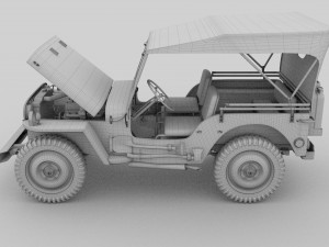 full w chassis jeep willys mb military camo rev 3Dモデル