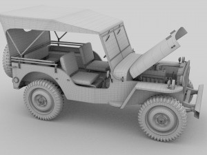 full w chassis jeep willys mb military camo rev 3Dモデル