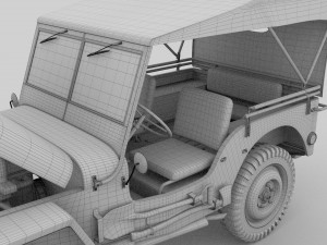 full w chassis jeep willys mb military camo rev 3Dモデル