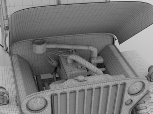 full w chassis jeep willys mb military camo rev 3Dモデル