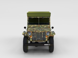 full w chassis jeep willys mb military camo rev 3Dモデル