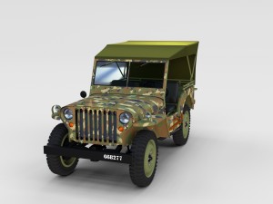 full w chassis jeep willys mb military camo rev 3Dモデル