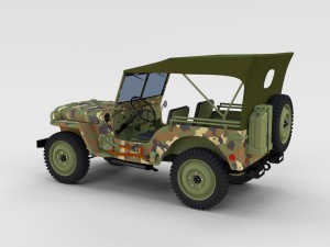 full w chassis jeep willys mb military camo rev 3Dモデル