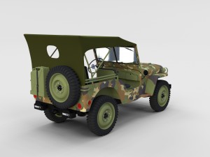 full w chassis jeep willys mb military camo rev 3Dモデル