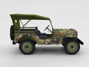 full w chassis jeep willys mb military camo rev 3Dモデル