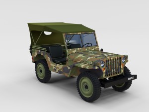 full w chassis jeep willys mb military camo rev 3Dモデル