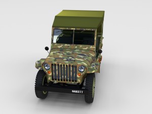 full w chassis jeep willys mb military camo rev 3Dモデル