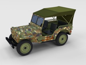 full w chassis jeep willys mb military camo rev 3Dモデル
