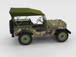 full w chassis jeep willys mb military camo rev 3Dモデル
