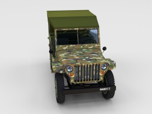 full w chassis jeep willys mb military camo rev 3Dモデル