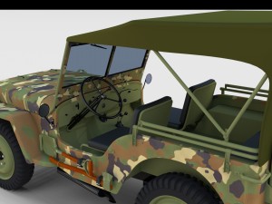 full w chassis jeep willys mb military camo rev 3Dモデル