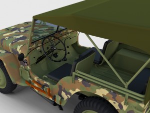 full w chassis jeep willys mb military camo rev 3Dモデル
