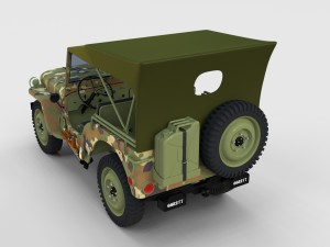 full w chassis jeep willys mb military camo rev 3Dモデル