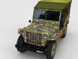 full w chassis jeep willys mb military camo rev 3Dモデル