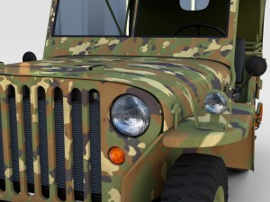 full w chassis jeep willys mb military camo rev 3Dモデル