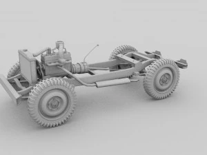 full w chassis jeep willys mb military rev 3D Model