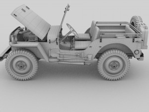 full w chassis jeep willys mb military rev 3Dモデル