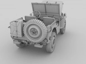 full w chassis jeep willys mb military rev 3D Model