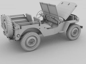 full w chassis jeep willys mb military rev 3D Model