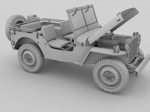 full w chassis jeep willys mb military rev 3Dモデル